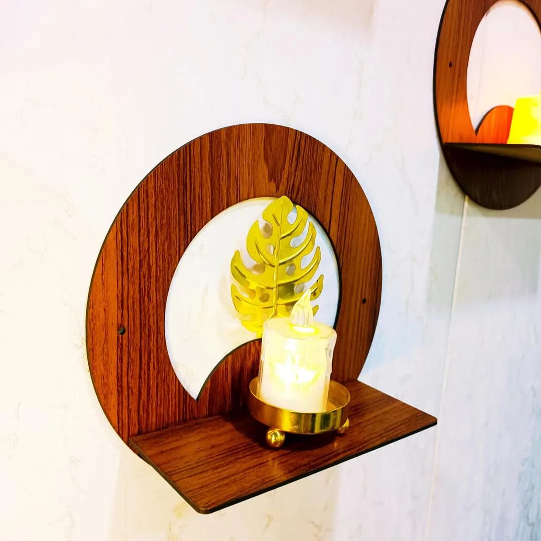 Set of 4 Wooden Round Wall Shelves | Home Decor Circle Display Rack for Living Room Bedroom I Decoration Pieces I Decoration Item For Home - TACHNBEAUTY