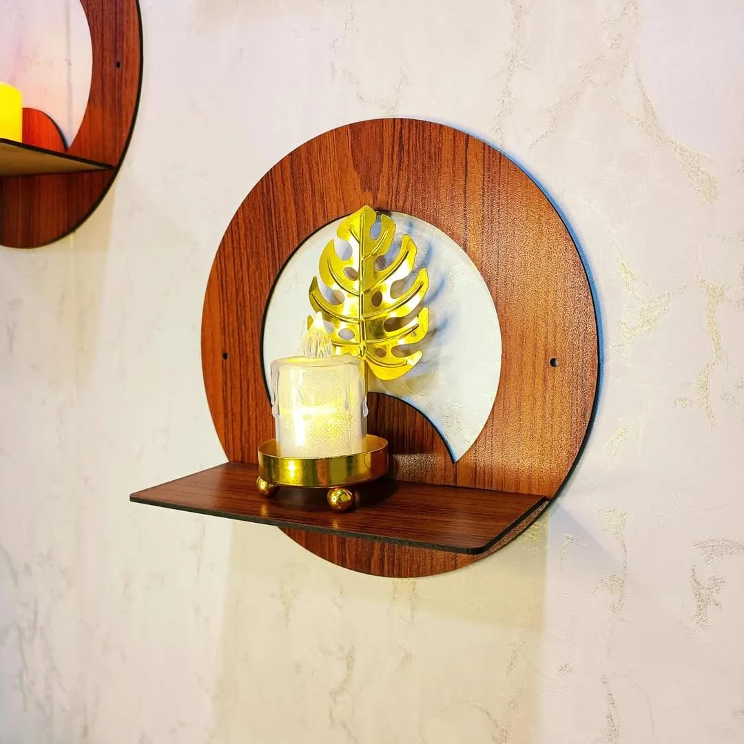 Set of 4 Wooden Round Wall Shelves | Home Decor Circle Display Rack for Living Room Bedroom I Decoration Pieces I Decoration Item For Home - TACHNBEAUTY