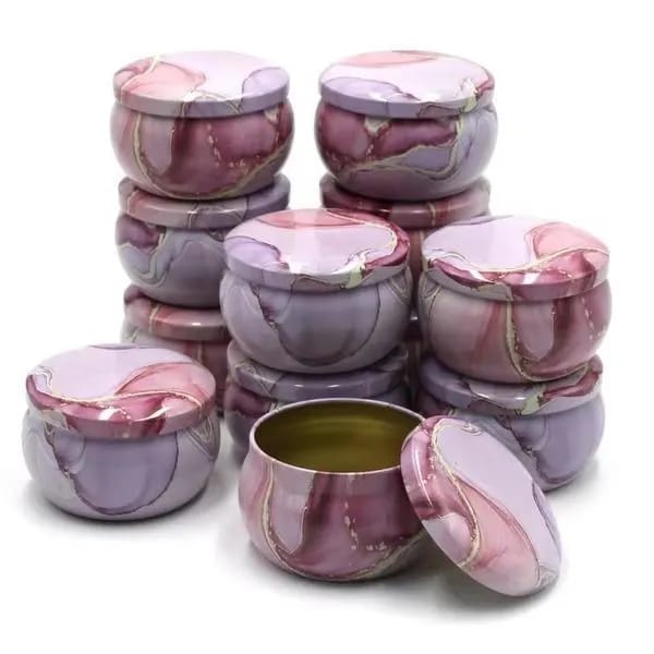 : Pack of 3 Empty Tin Box|Empty Tin Jars|Tin Box Collection Marble Printed Jars DIY Candle Making|Jars for Candles 3 Pieces| Empty containers| empty jars| Candle Jars - TACHNBEAUTY