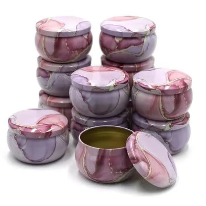 : Pack of 3 Empty Tin Box|Empty Tin Jars|Tin Box Collection Marble Printed Jars DIY Candle Making|Jars for Candles 3 Pieces| Empty containers| empty jars| Candle Jars - TACHNBEAUTY