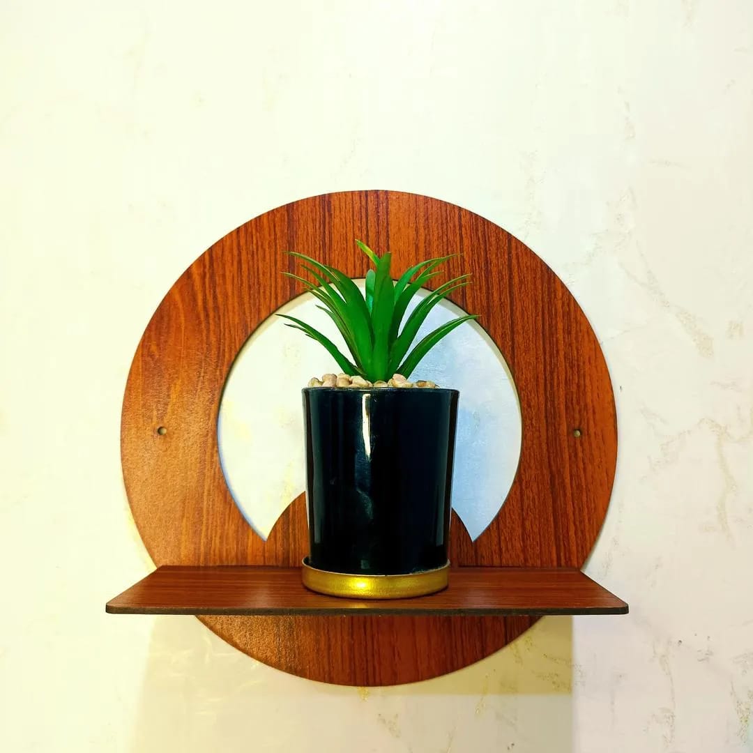 Set of 4 Wooden Round Wall Shelves | Home Decor Circle Display Rack for Living Room Bedroom I Decoration Pieces I Decoration Item For Home - TACHNBEAUTY