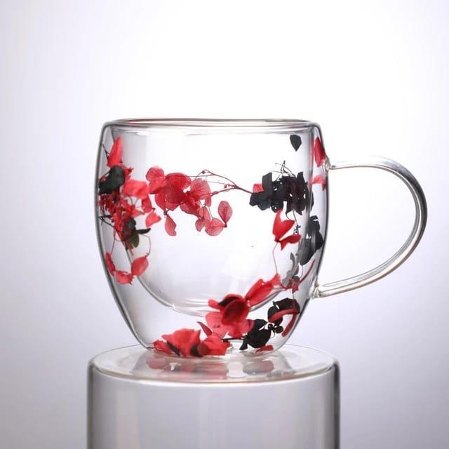 Real Flower Double - Layer Glass Cup - TACHNBEAUTY