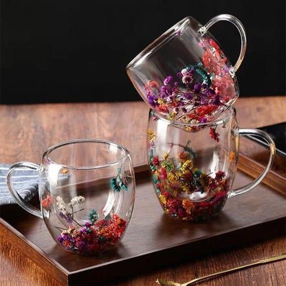 Real Flower Double - Layer Glass Cup - TACHNBEAUTY