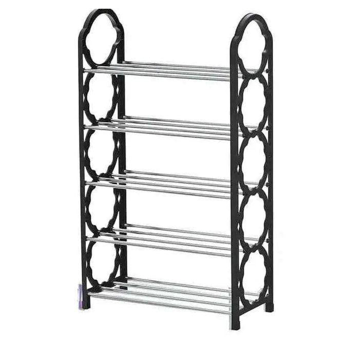 4 - Layer Durable Compact Black Shoe Rack - 1 Pc for Long - Lasting Use - TACHNBEAUTY