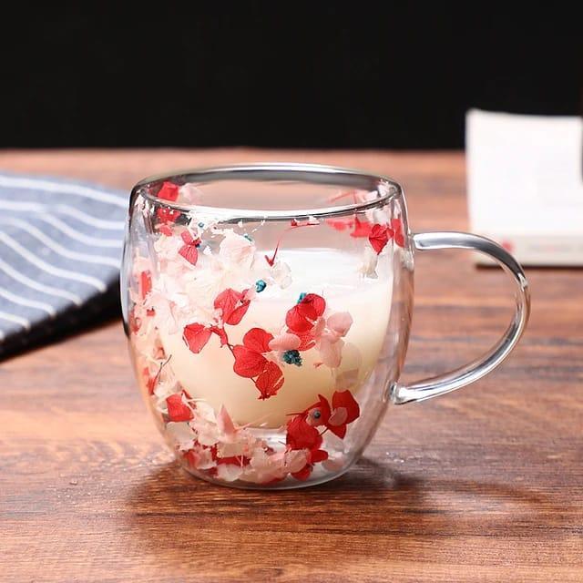 Real Flower Double - Layer Glass Cup - TACHNBEAUTY